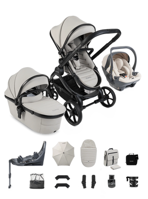 Peach 8 Taupe Pushchair and Carrycot - 360 Car Seat Pushchair Bundle