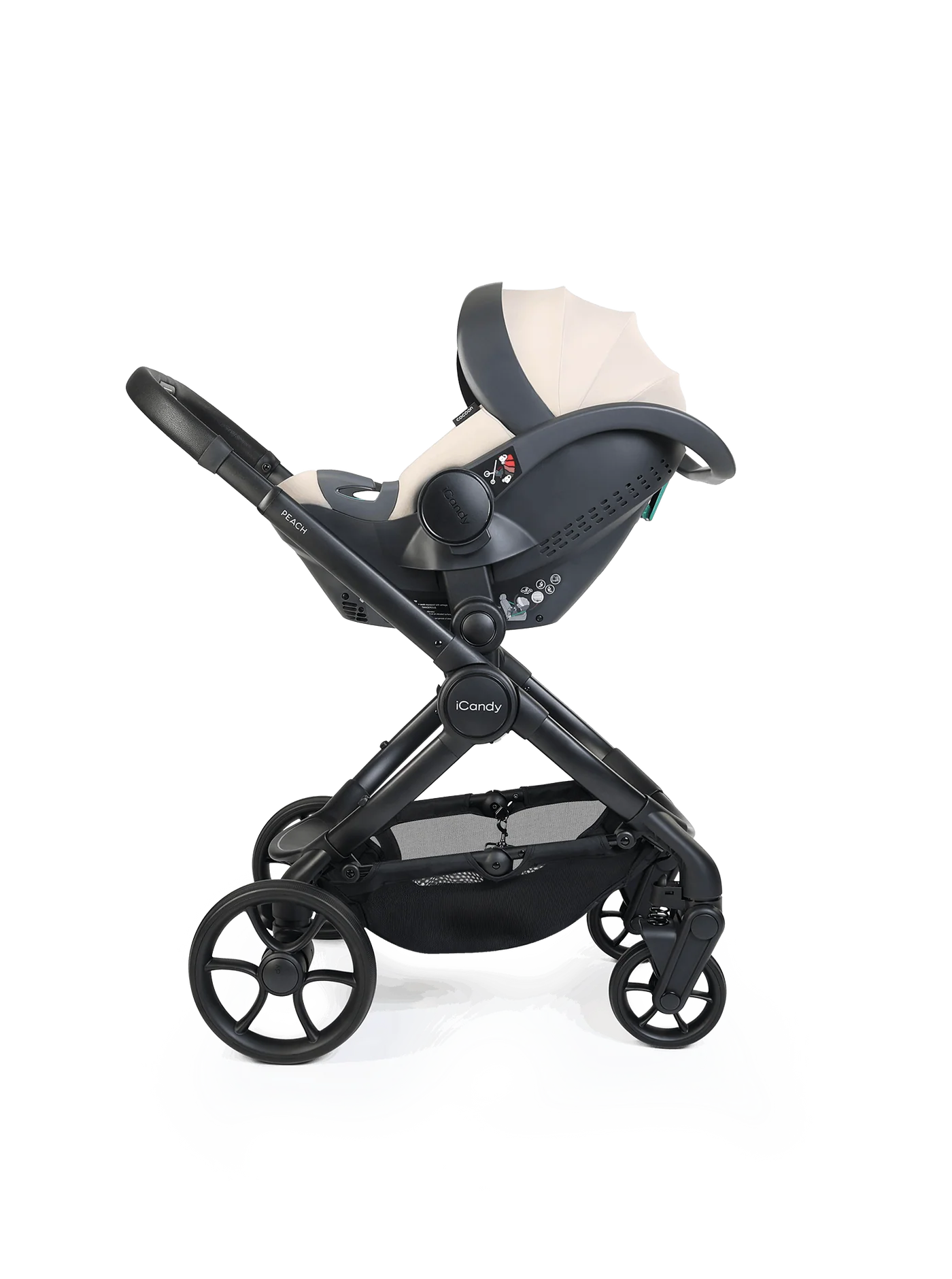 Peach 8 Taupe 3-1 kinderwagen en reiswieg – Bundel met kinderwagen en 360-graden autostoeltje