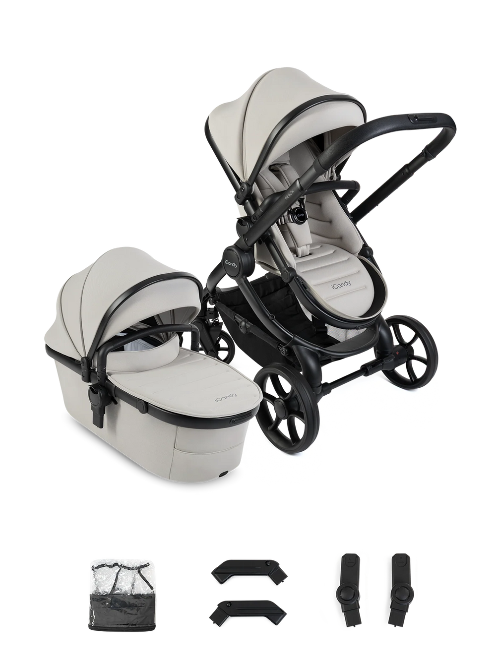 Peach 8 Taupe kinderwagen en reiswieg