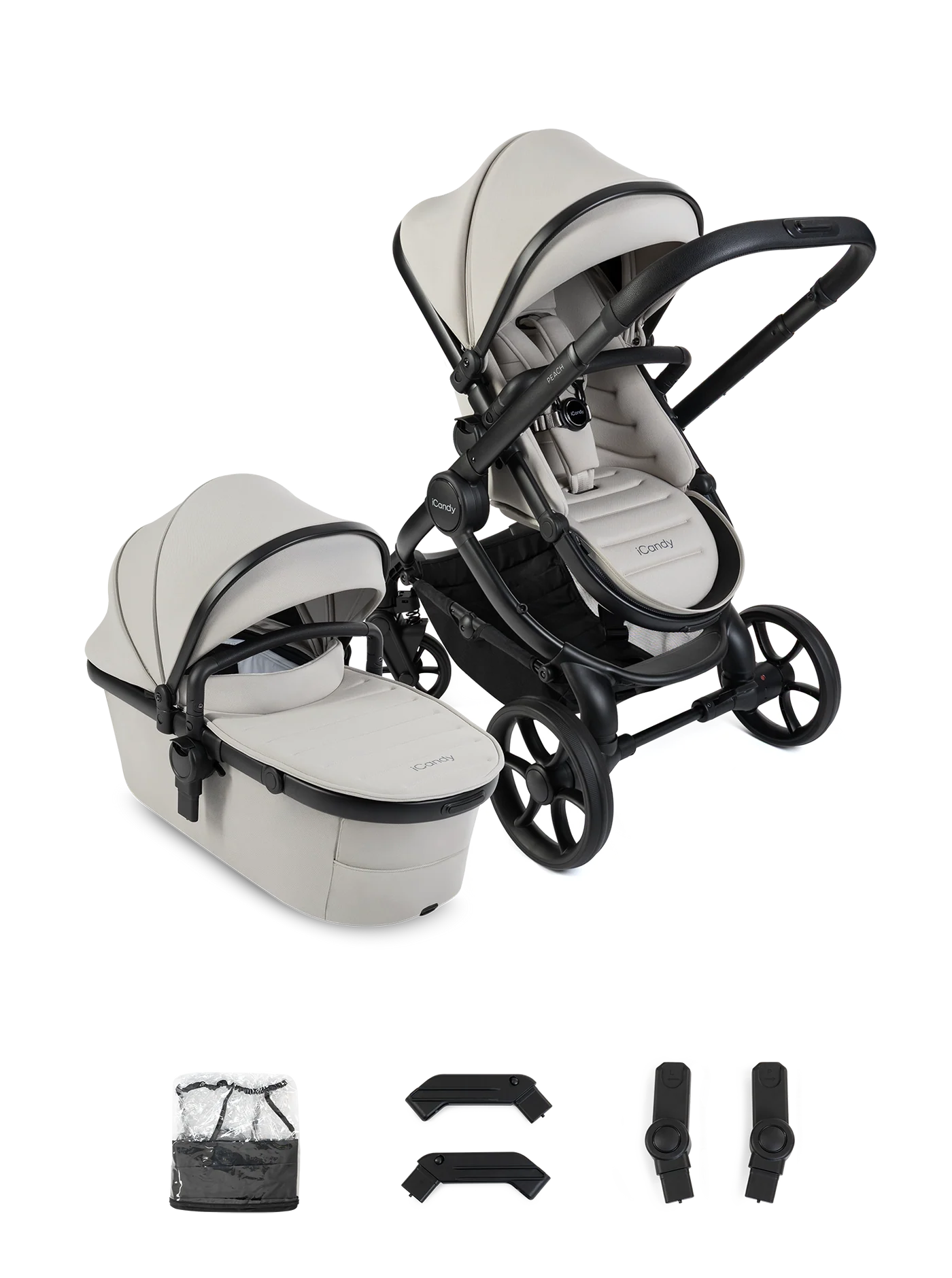 Peach 8 Taupe kinderwagen en reiswieg