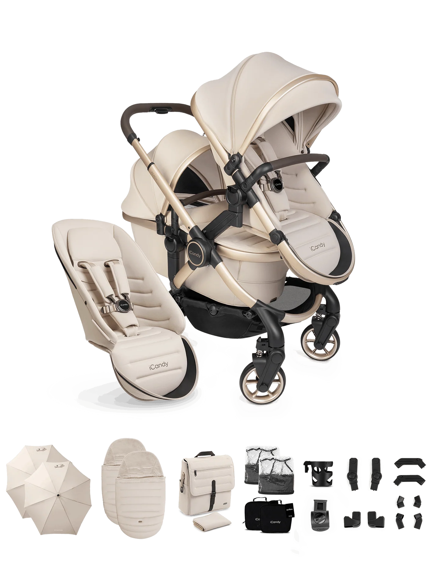 Peach 8 Biscotti-kinderwagen en -reiswieg inclusief Duo-complete bundel