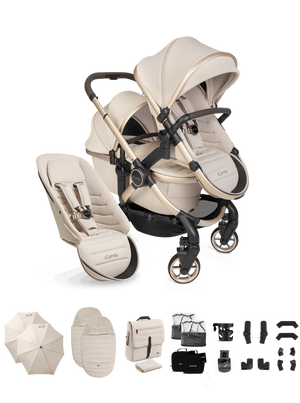 Peach 8 Biscotti Pushchair and Carrycot - Double Pushchair Bundle