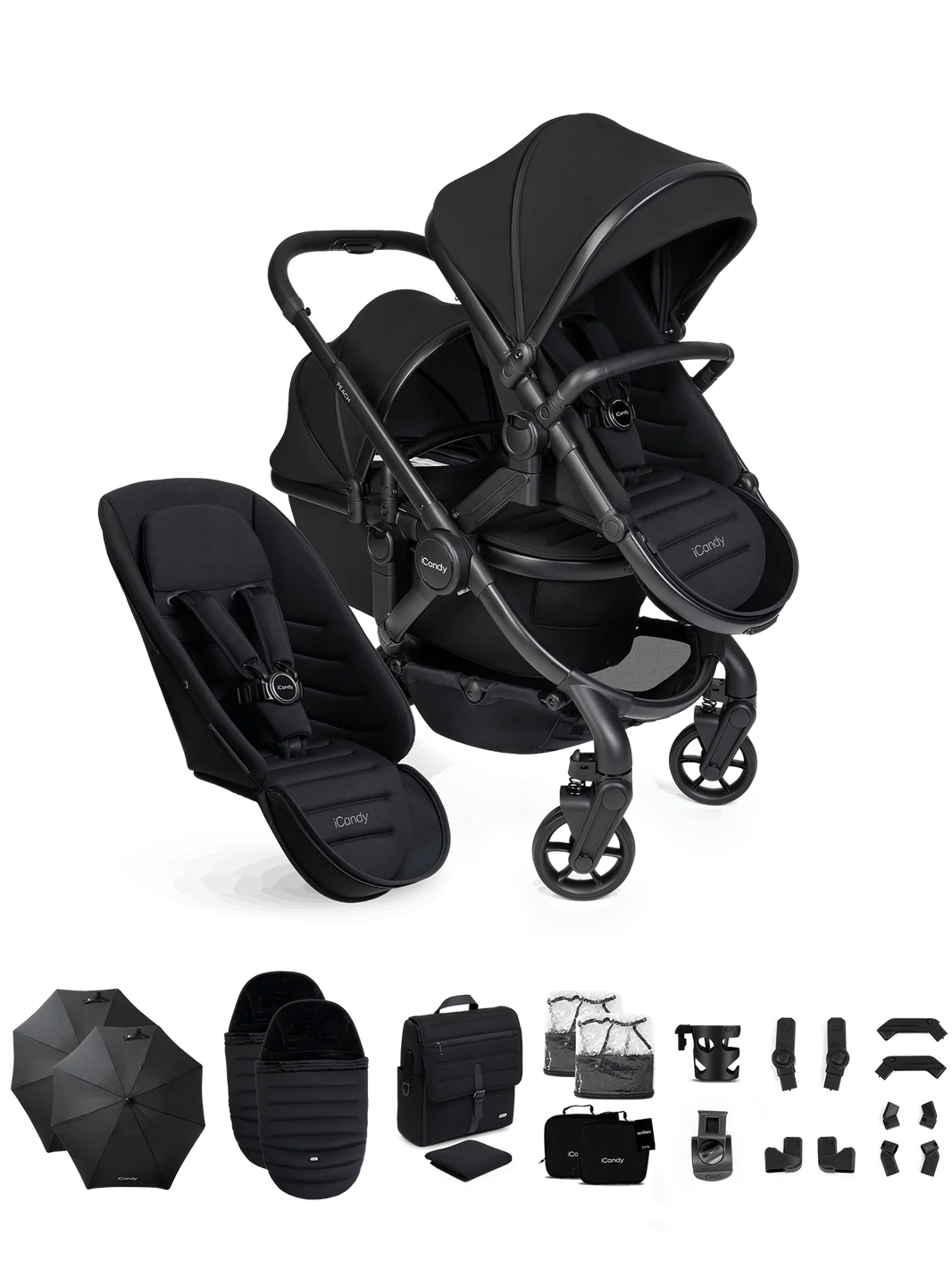 Peach 8 Black kinderwagen en reiswieg inclusief Duo-complete bundel