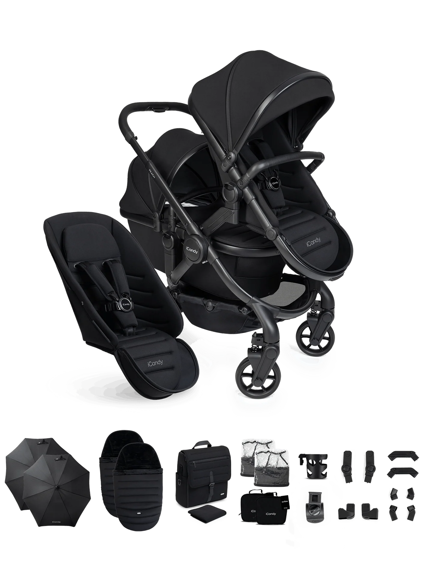 Peach 8 Black kinderwagen en reiswieg inclusief Duo-complete bundel