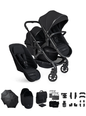 Peach 8 Black Pushchair and Carrycot - Double Pushchair Bundle