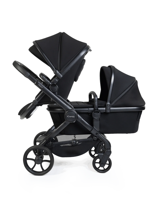 Peach 8 Black Pushchair and Carrycot - Double Pushchair Bundle