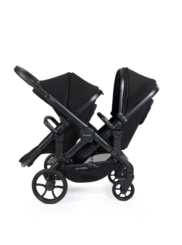 Peach 8 Black Pushchair and Carrycot - Double Pushchair Bundle