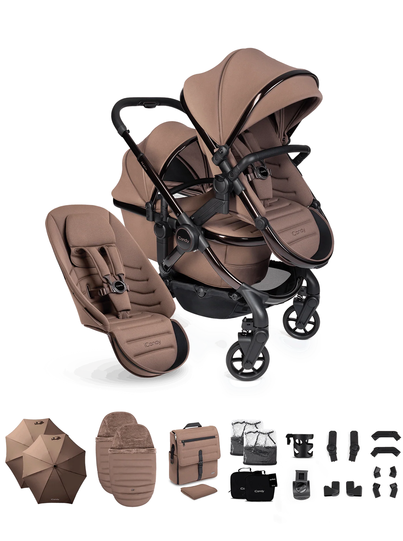 Peach 8 Coco kinderwagen en reiswieg inclusief Duo-complete bundel