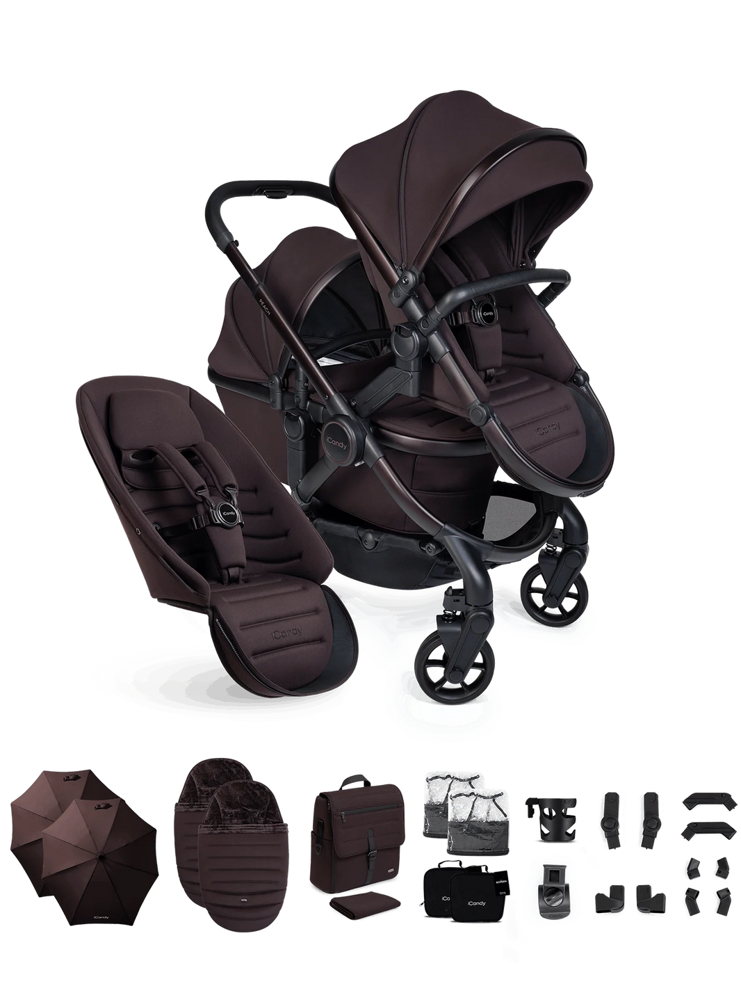 Peach 8 Coffee Bean kinderwagen en reiswieg inclusief Duo-complete bundel
