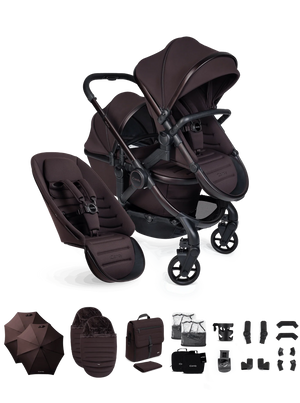 Peach 8 Coffee Bean Pushchair and Carrycot - Double Pushchair Bundle