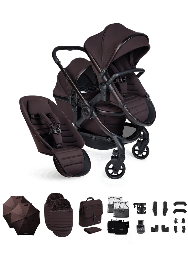 Peach 8 Coffee Bean Pushchair and Carrycot - Double Pushchair Bundle