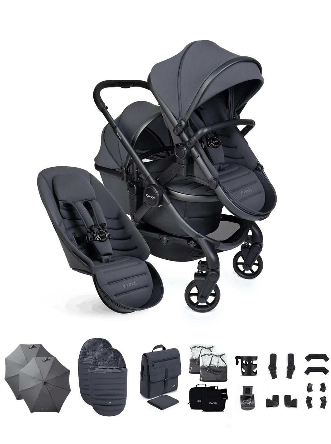 Peach 8 Grey kinderwagen en reiswieg inclusief Duo-complete bundel