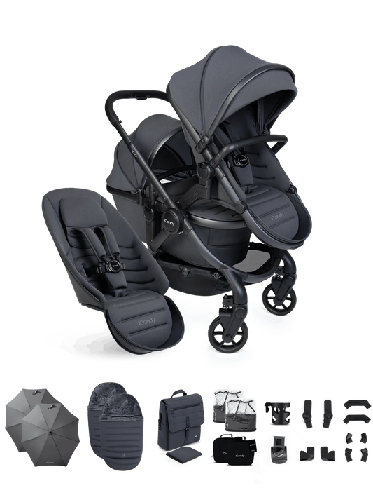 Peach 8 Grey kinderwagen en reiswieg inclusief Duo-complete bundel