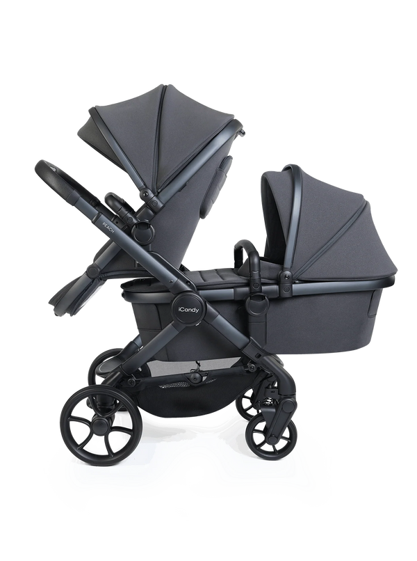 Peach 8 Grey Pushchair and Carrycot - Double Pushchair Bundle