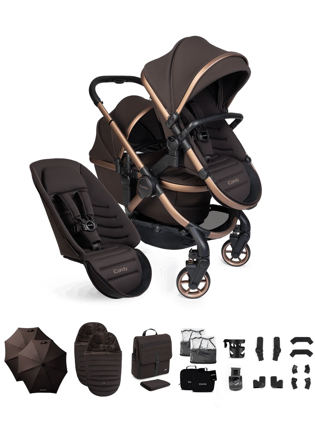 Peach 8 Pecan kinderwagen en reiswieg inclusief Duo-complete bundel