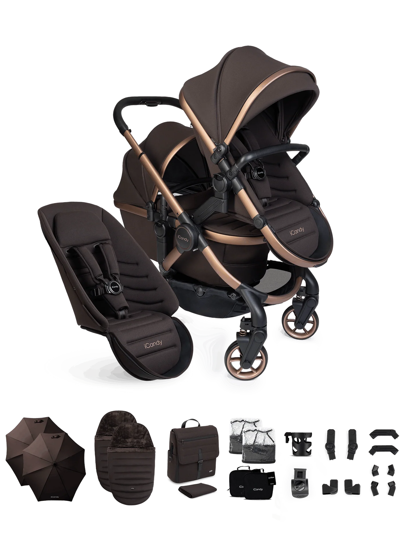 Peach 8 Pecan kinderwagen en reiswieg inclusief Duo-complete bundel
