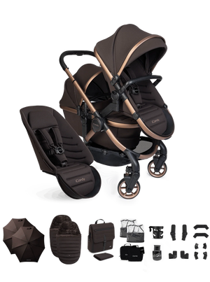 Peach 8 Pecan Pushchair and Carrycot - Double Pushchair Bundle