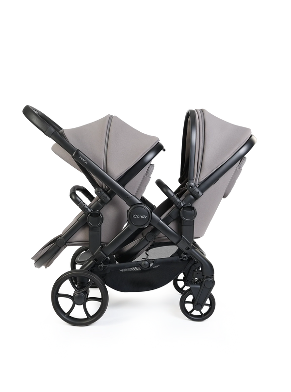 Peach 8 Porcini Pushchair and Carrycot - Double Pushchair Bundle