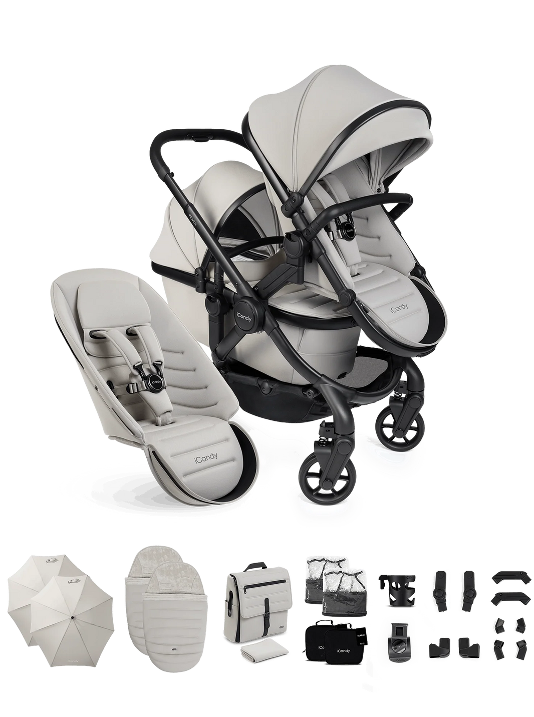 Peach 8 Taupe kinderwagen en reiswieg inclusief Duo-complete bundel