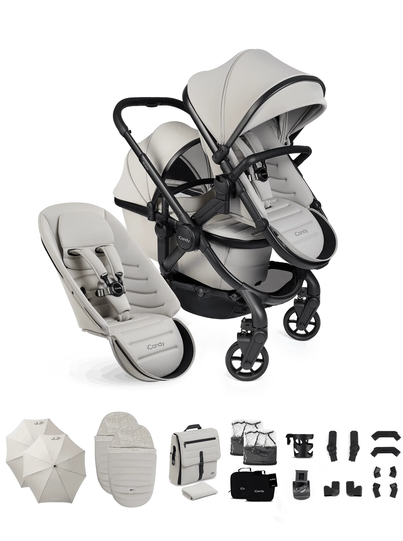 Peach 8 Taupe kinderwagen en reiswieg inclusief Duo-complete bundel