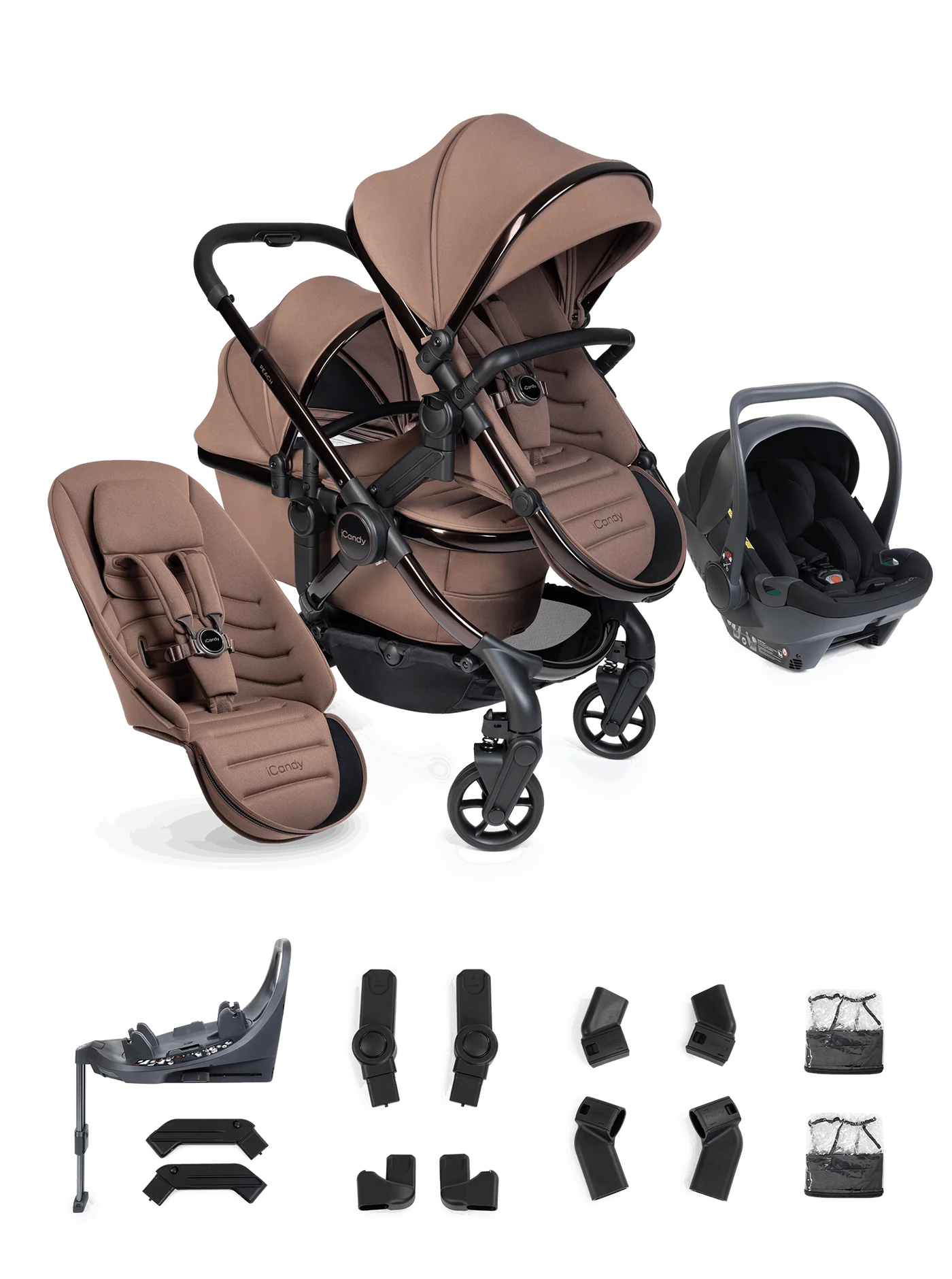 iCandy Peach 8 Twin 3-in-1 Kinderwagen – Coco – Complete Bundle