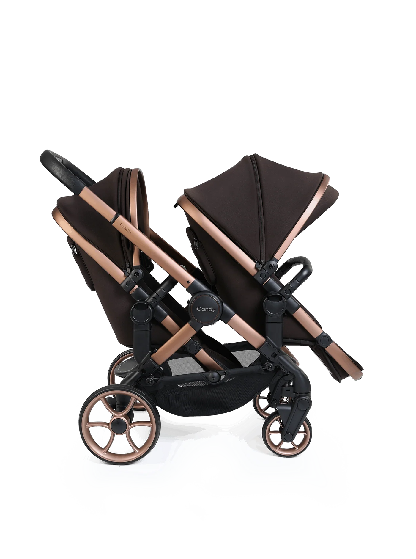 Peach 8 Pecan 3-1 kinderwagen en reiswieg – Dubbele combinatie met 360-graden draaibaar autostoeltje