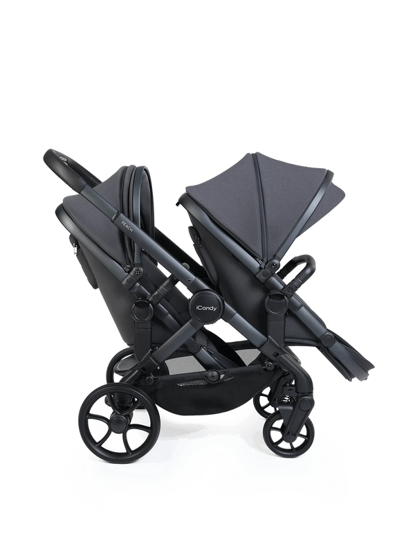 Peach 8 Grey Pushchair and Carrycot - Double 360 Car Seat Combo