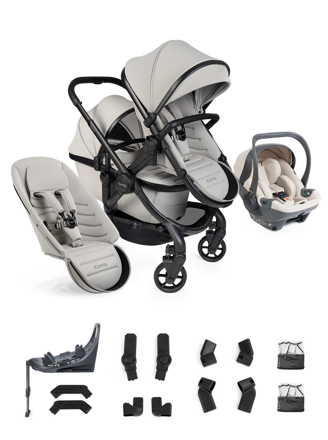 Peach 8 Taupe 3-1 kinderwagen en reiswieg – Combinatie met Double 360-autostoel