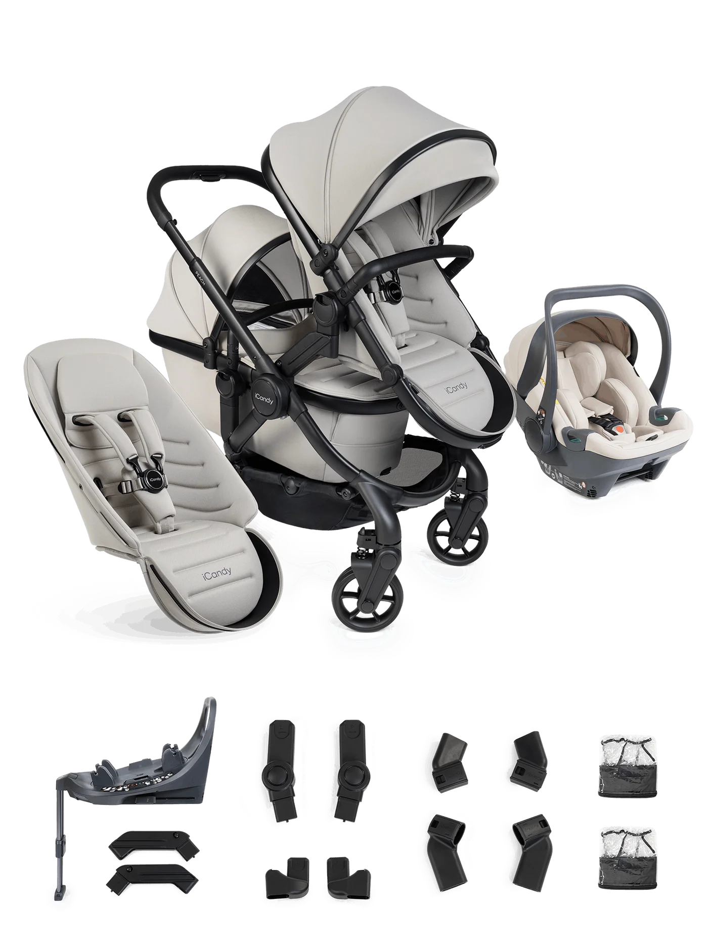 Peach 8 Taupe 3-1 kinderwagen en reiswieg – Combinatie met Double 360-autostoel