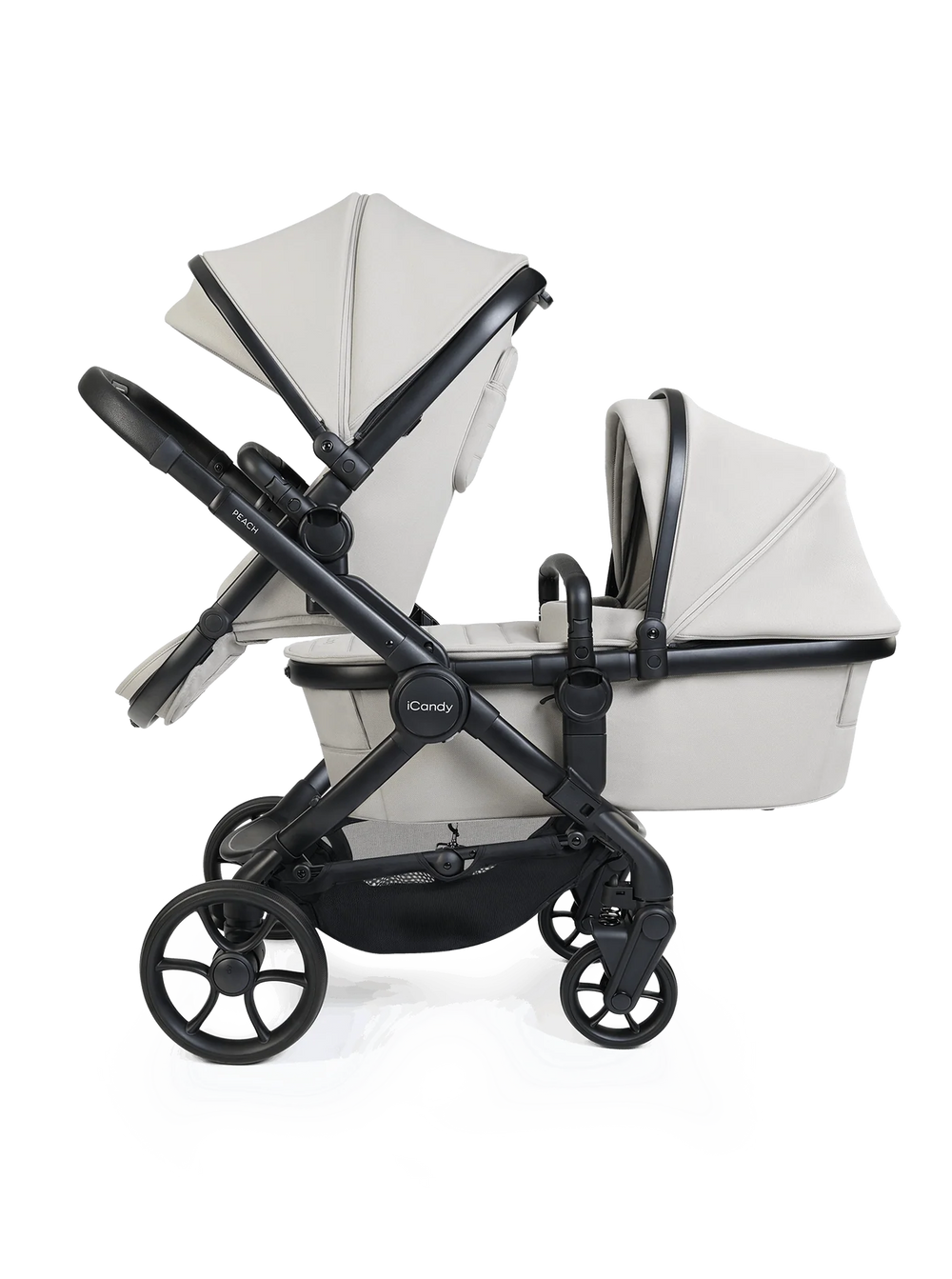Peach 8 Taupe 3-1 kinderwagen en reiswieg – Combinatie met Double 360-autostoel