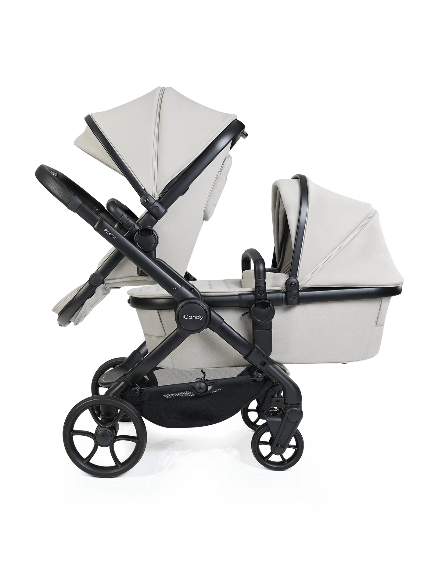 Peach 8 Taupe 3-1 kinderwagen en reiswieg – Combinatie met Double 360-autostoel