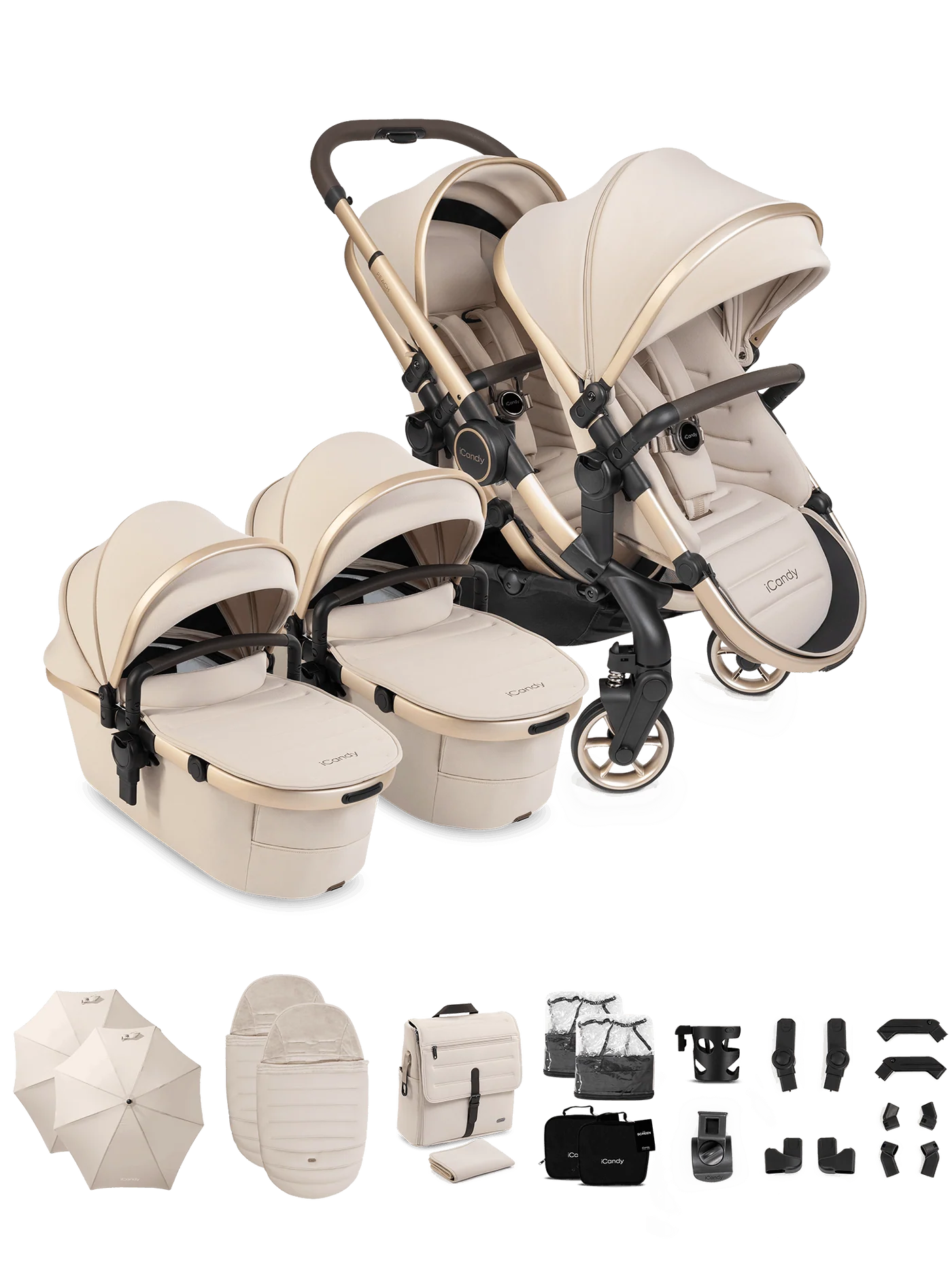 Peach 8 Biscotti-kinderwagen en -reiswieg inclusief Duo-complete bundel