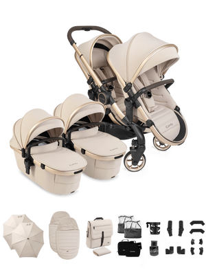 Peach 8 Biscotti Pushchair and Carrycot - Twin Pushchair Bundle