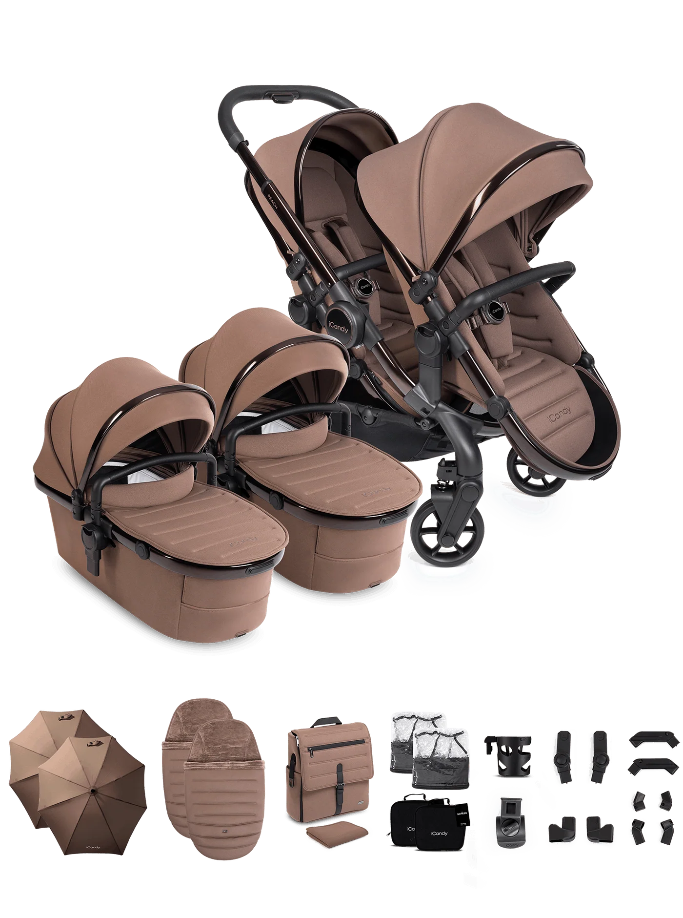Peach 8 Coco kinderwagen en reiswieg inclusief Duo-complete bundel
