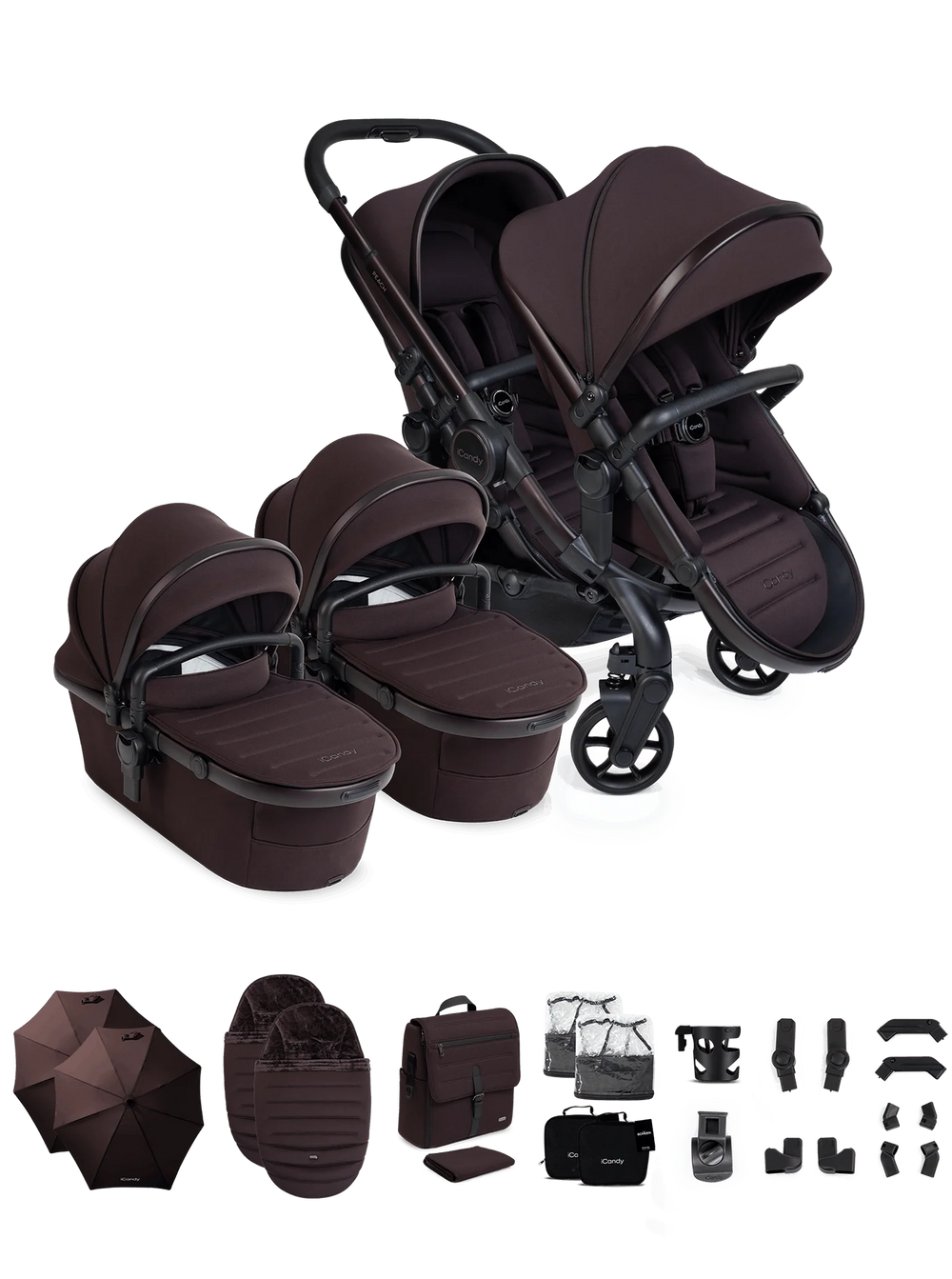 Peach 8 Coffee Bean kinderwagen en reiswieg inclusief Duo-complete bundel