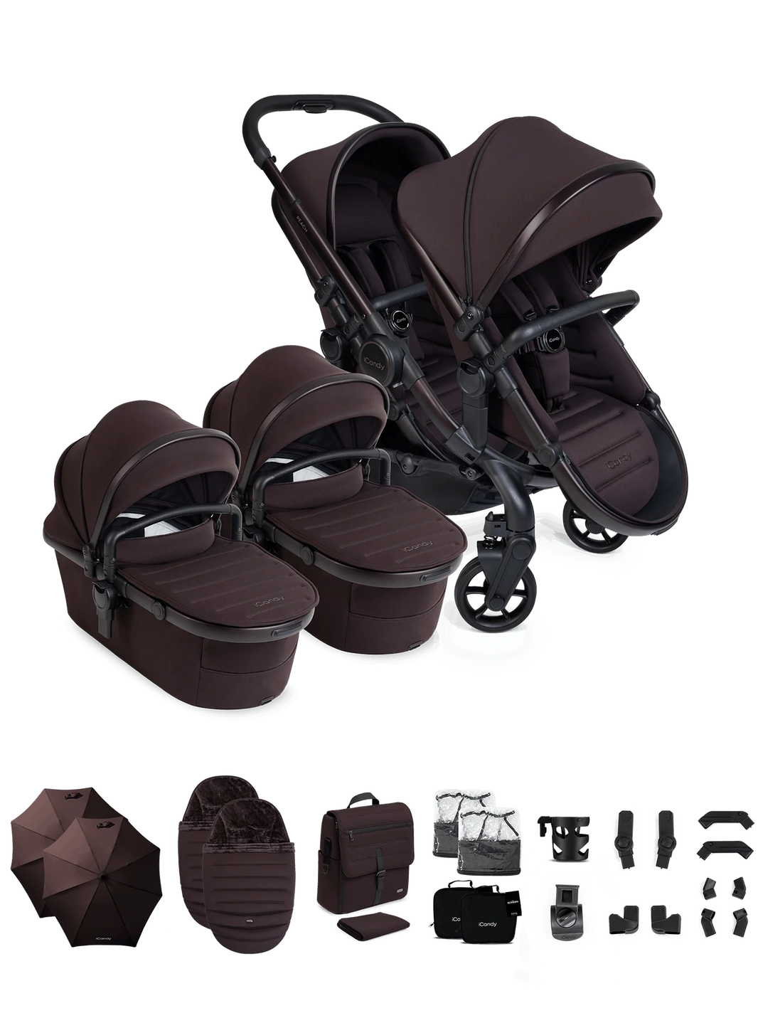 iCandy Peach 8 Duo Kinderwagen – Coffee Bean – Complete Bundle