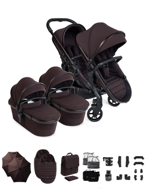Peach 8 Coffee Bean Pushchair and Carrycot - Twin Pushchair Bundle