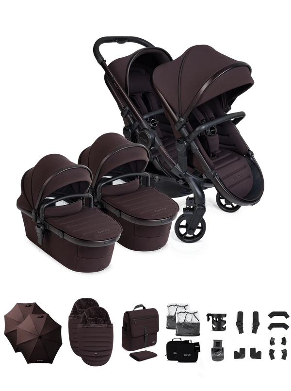 Peach 8 Coffee Bean Pushchair and Carrycot - Twin Pushchair Bundle
