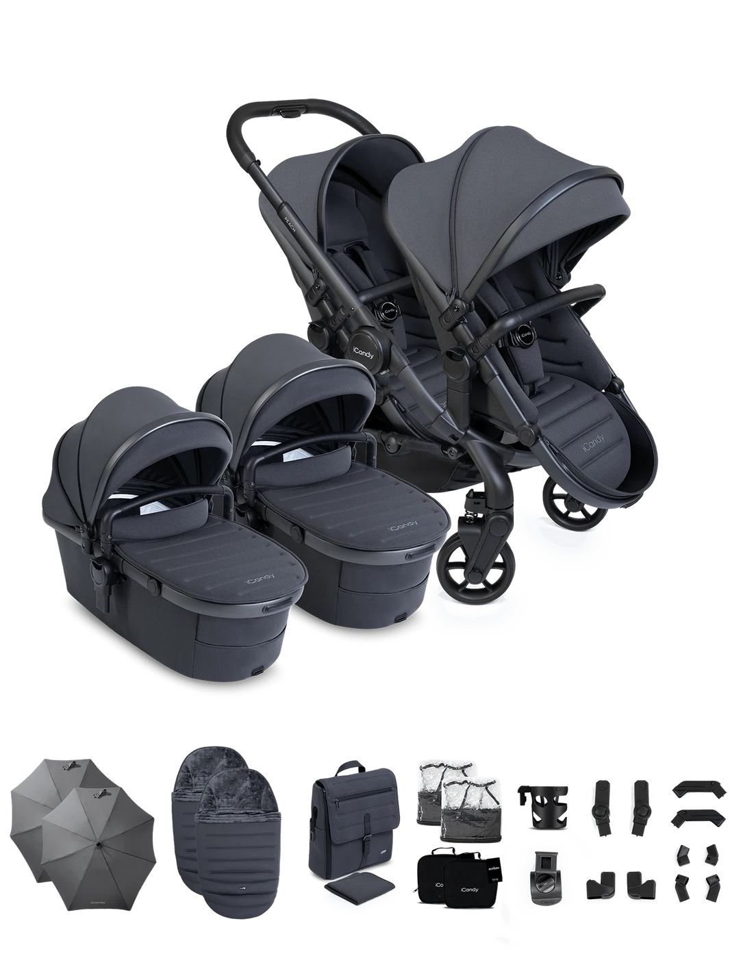 iCandy Peach 8 Duo Kinderwagen – Grey – Complete Bundle