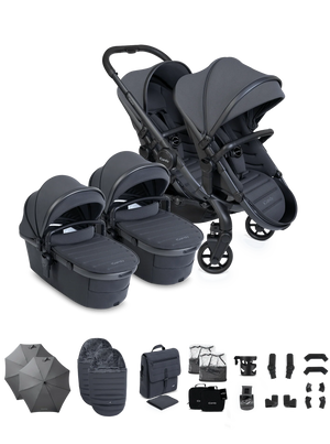 Peach 8 Grey Pushchair and Carrycot - Twin Pushchair Bundle