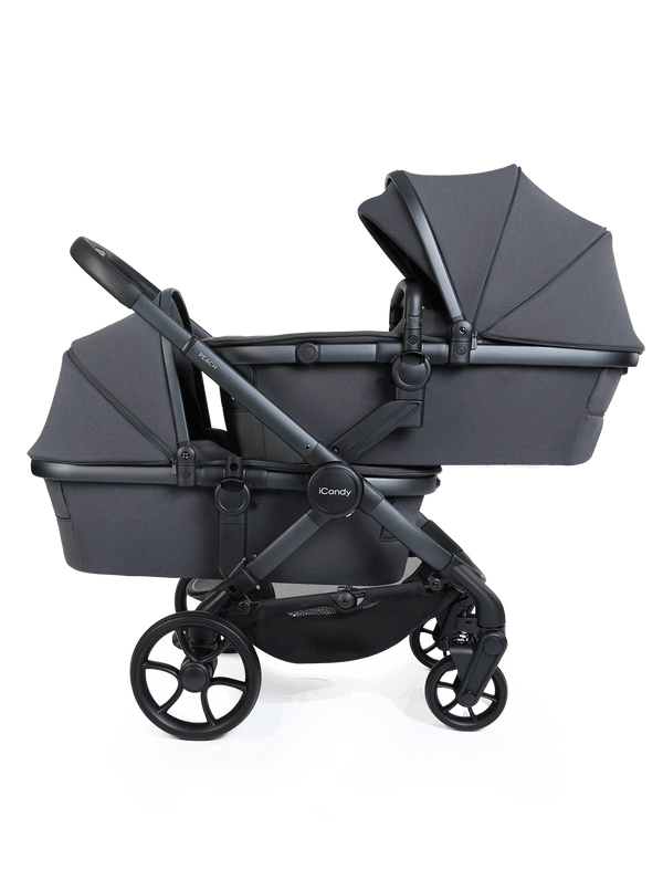 Peach 8 Grey Pushchair and Carrycot - Twin Pushchair Bundle