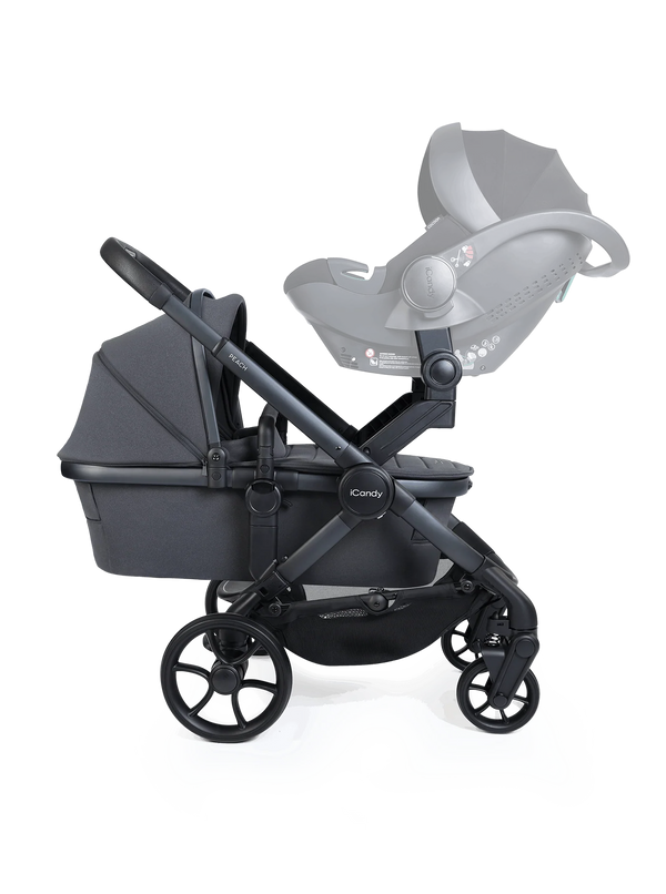 Peach 8 Grey Pushchair and Carrycot - Twin Pushchair Bundle