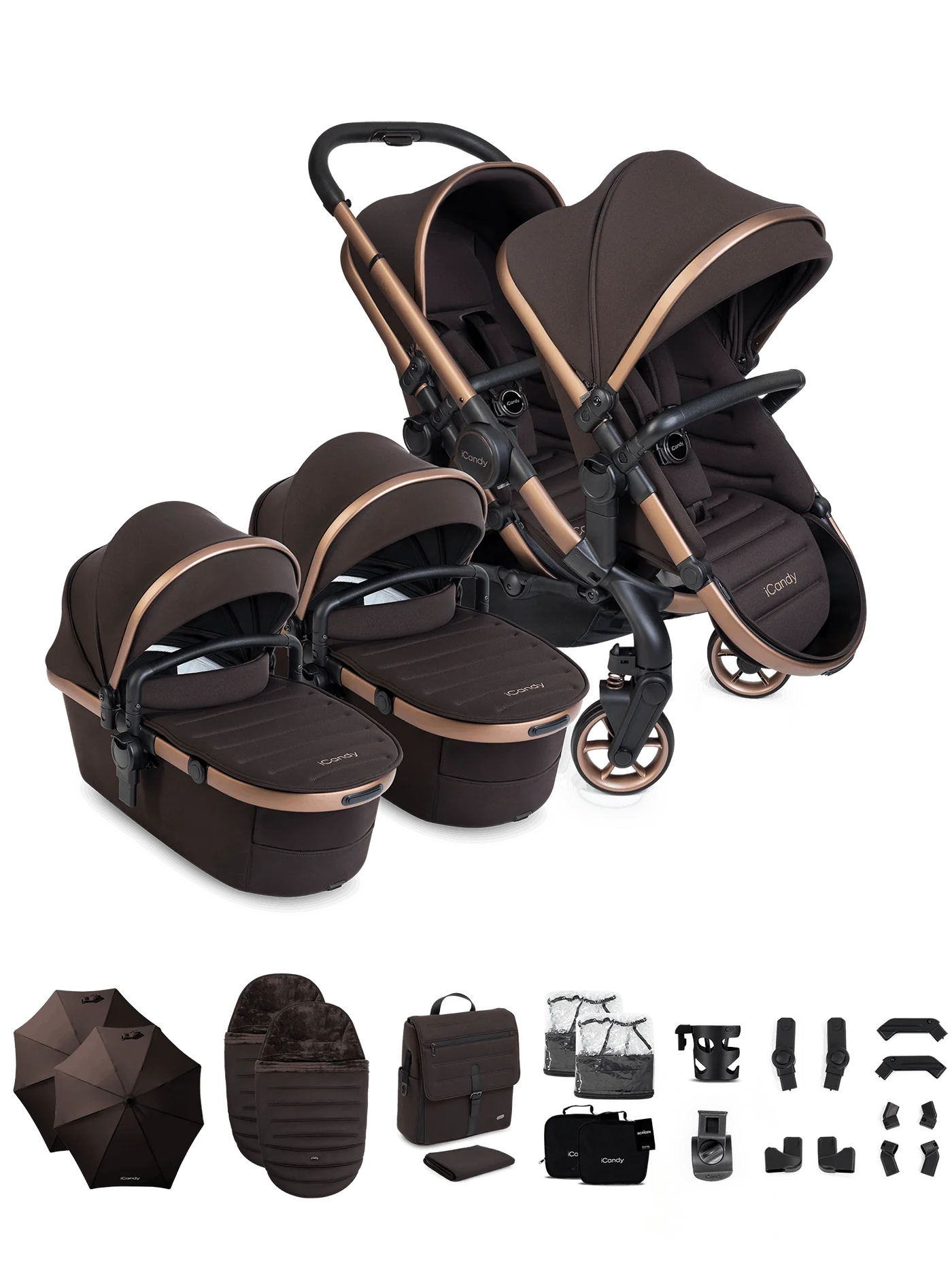 Peach 8 Pecan kinderwagen en reiswieg inclusief Duo-complete bundel