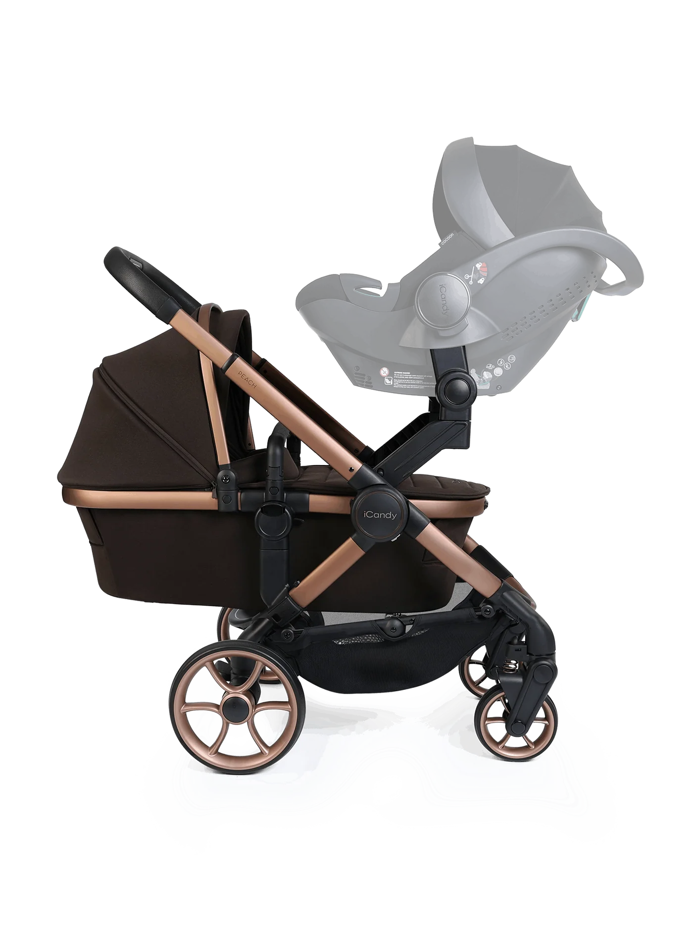 Peach 8 Pecan kinderwagen en reiswieg inclusief Duo-complete bundel