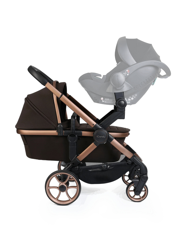 Peach 8 Pecan Pushchair and Carrycot - Twin Pushchair Bundle