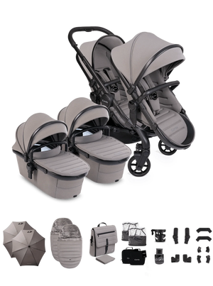 Peach 8 Porcini Pushchair and Carrycot - Twin Pushchair Bundle