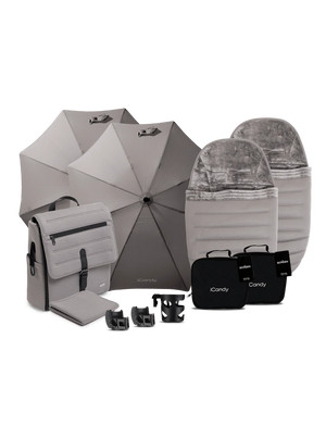 Peach 8 Porcini Pushchair and Carrycot - Twin Pushchair Bundle