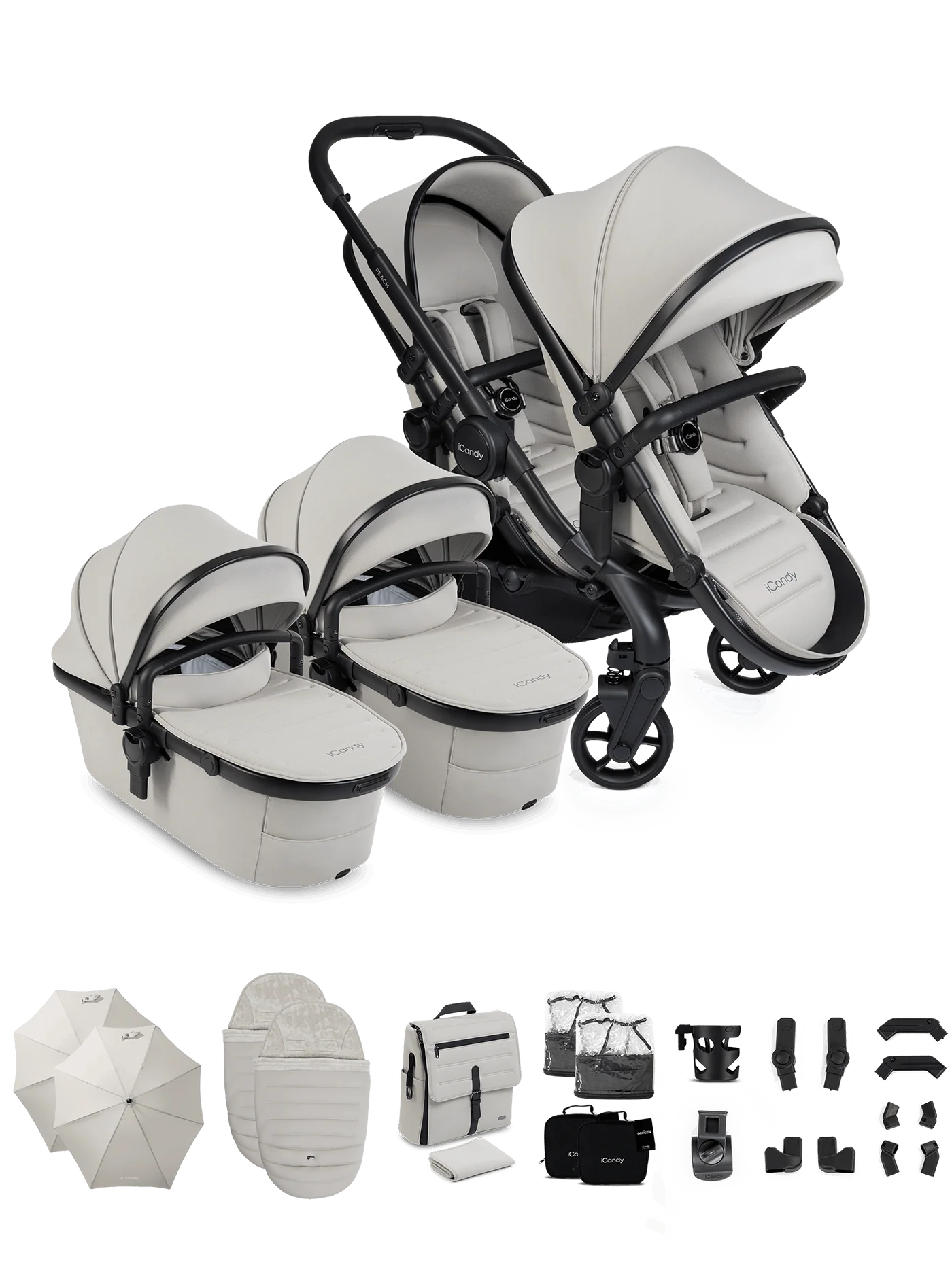Peach 8 Taupe kinderwagen en reiswieg inclusief Duo-complete bundel