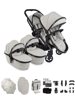 Peach 8 Taupe Pushchair and Carrycot - Twin Pushchair Bundle
