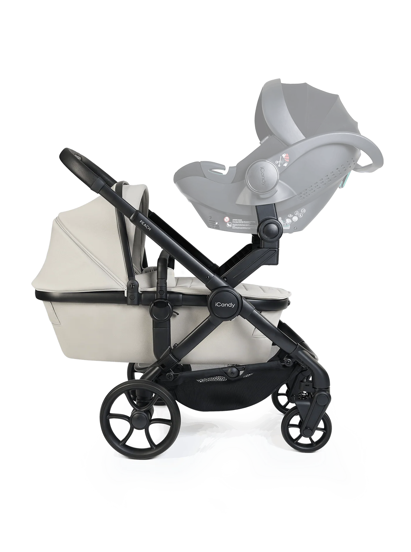 Peach 8 Taupe kinderwagen en reiswieg inclusief Duo-complete bundel